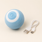 Sky-blue rechargeable interactive pet ball with separate charging cable