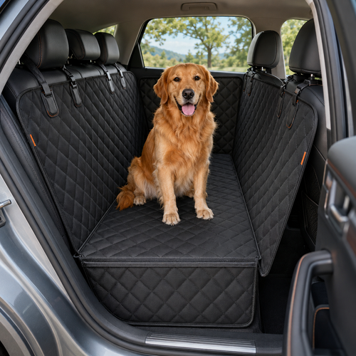 KARVOX PetRide Pro hard-bottom dog car seat extender installed in a car