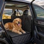 Golden retriever resting on KARVOX PetRide Pro during a road trip