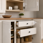 Hidden magnetic safety locks fitted inside suitable kitchen cupboards and drawers