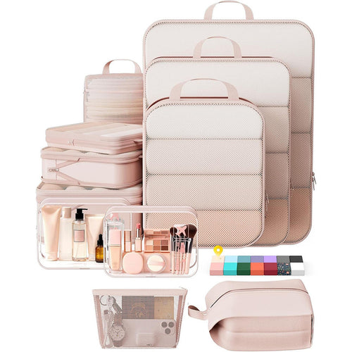 Expandable compression packing cubes travel set